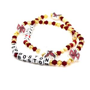 Boston College Eagles Set of 2 Beaded Stretch Bracelets Maroon Gold For Boston